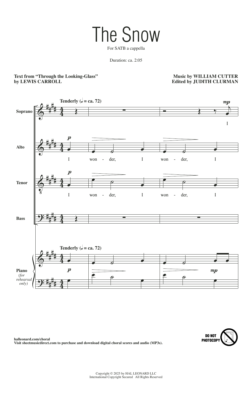 Download William Cutter The Snow Sheet Music and learn how to play SATB Choir PDF digital score in minutes