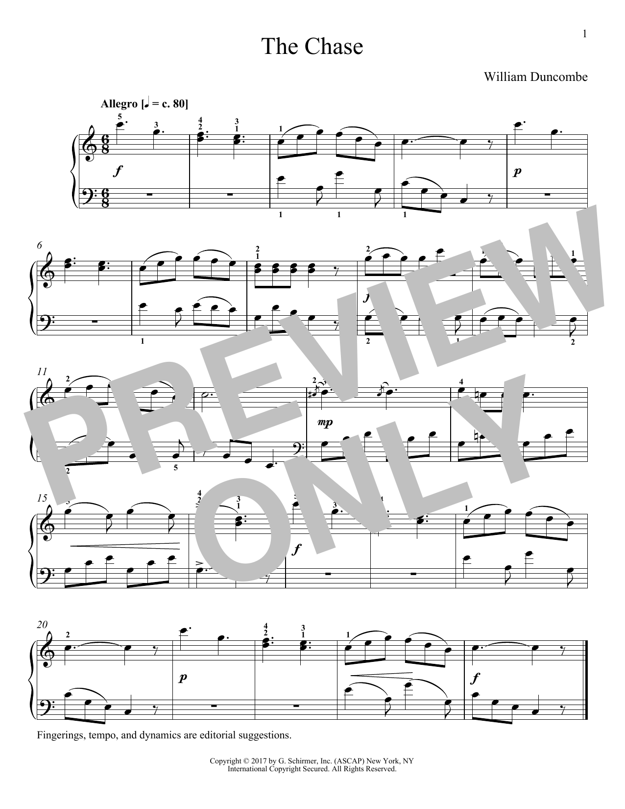 Download William Duncombe The Chase Sheet Music and learn how to play Piano PDF digital score in minutes