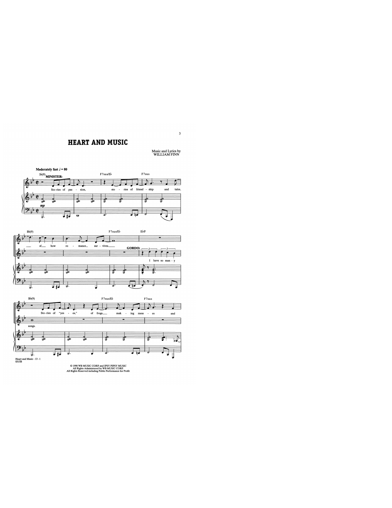 Download William Finn Heart And Music (from A New Brain) Sheet Music and learn how to play Piano & Vocal PDF digital score in minutes