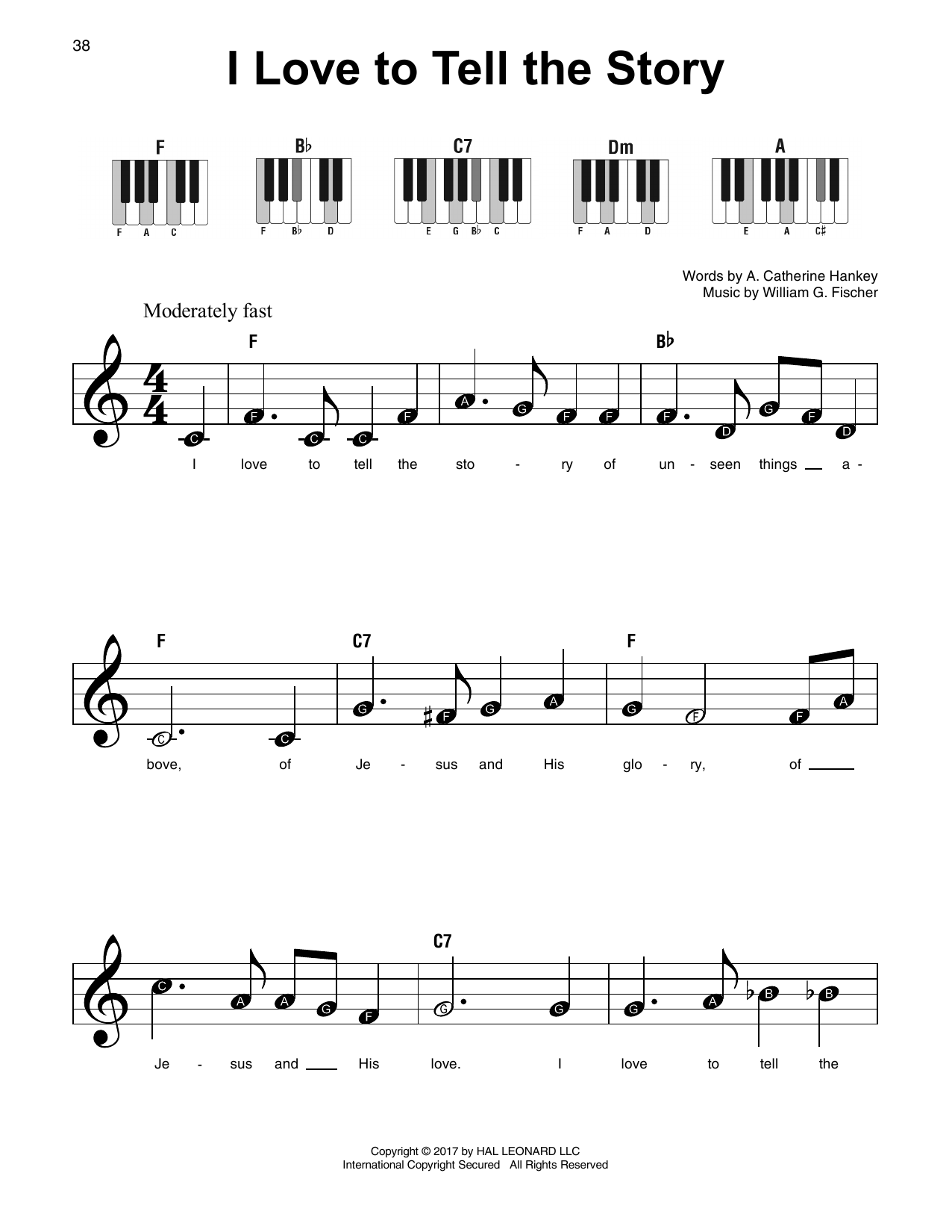 Download William G. Fischer I Love To Tell The Story Sheet Music and learn how to play Easy Piano PDF digital score in minutes