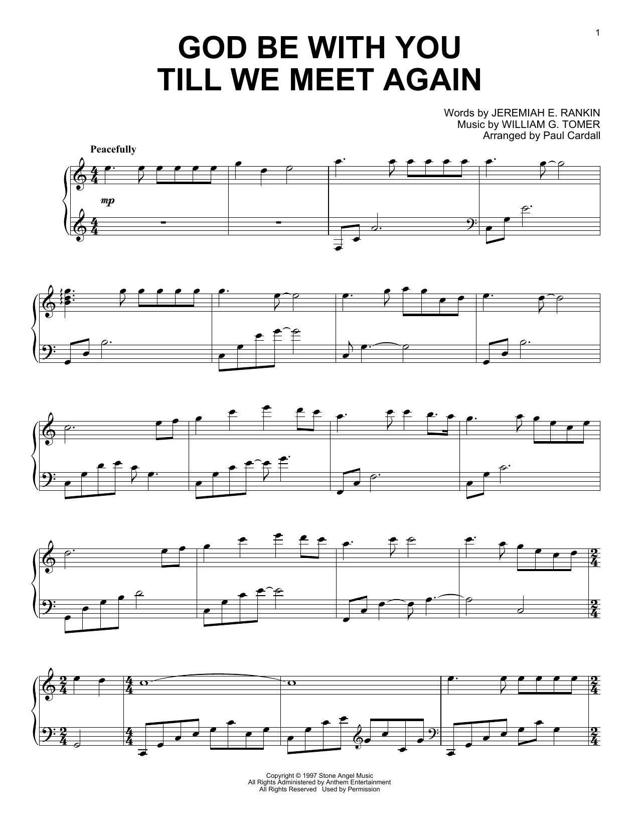 Download William G. Tomer God Be With You Till We Meet Again (arr. Paul Cardall) Sheet Music and learn how to play Piano Solo PDF digital score in minutes