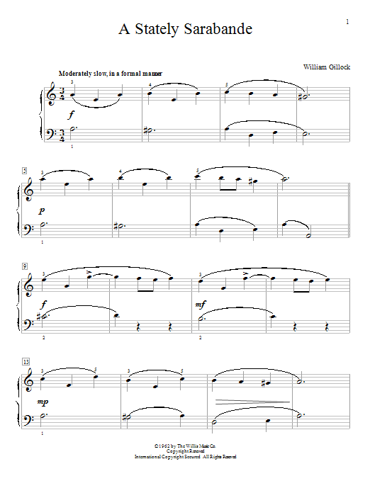 Download William Gillock A Stately Sarabande Sheet Music and learn how to play Piano PDF digital score in minutes