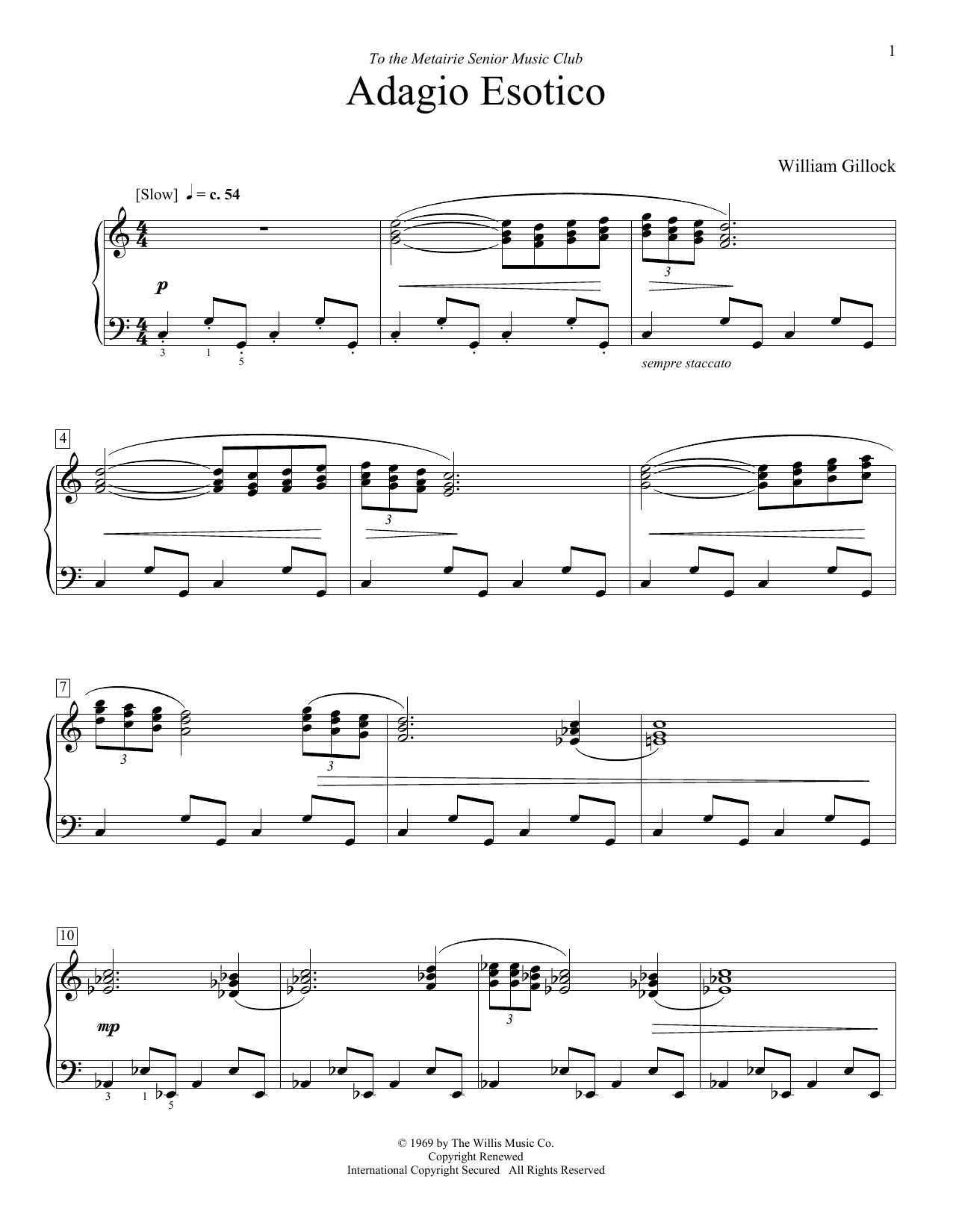 Download William Gillock Adagio Esotico Sheet Music and learn how to play Educational Piano PDF digital score in minutes