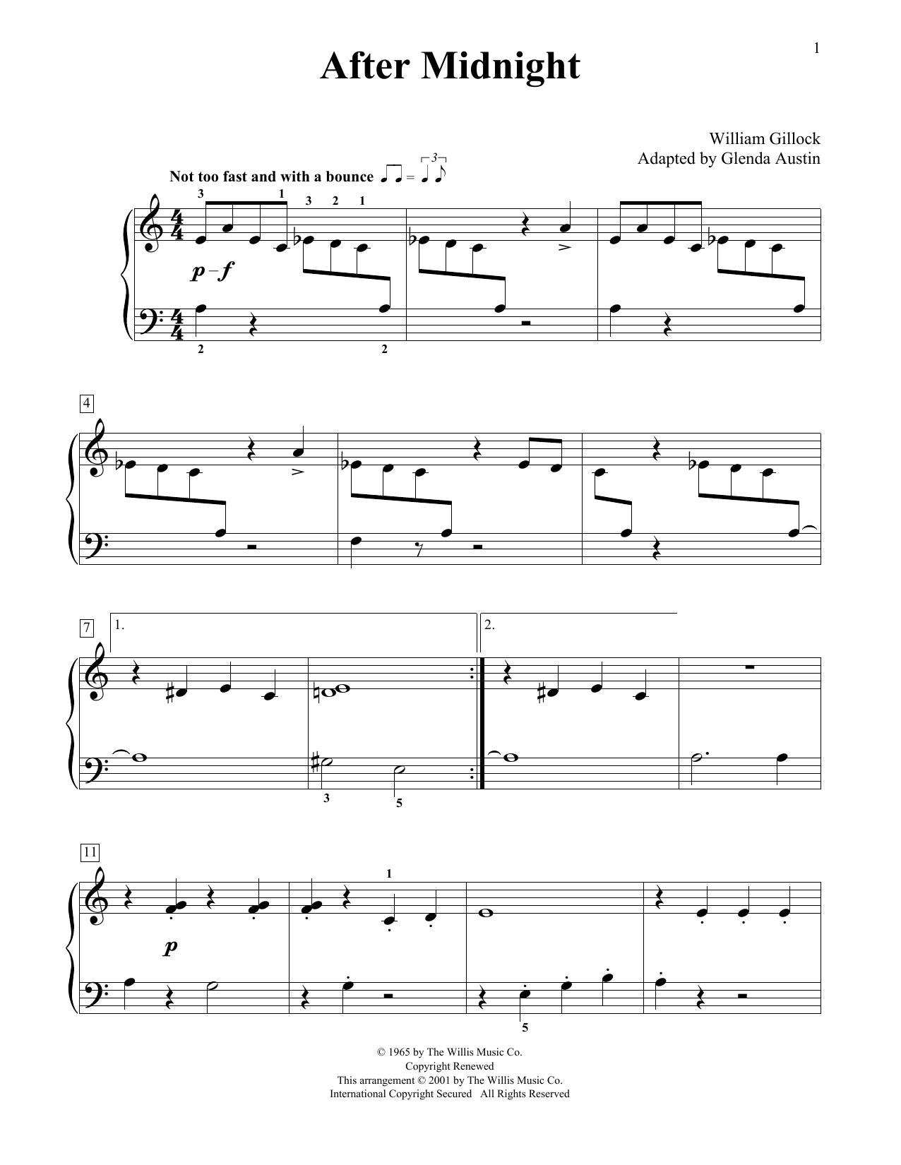 Download William Gillock After Midnight (Simplified) (adapted by Glenda Austin) Sheet Music and learn how to play Educational Piano PDF digital score in minutes