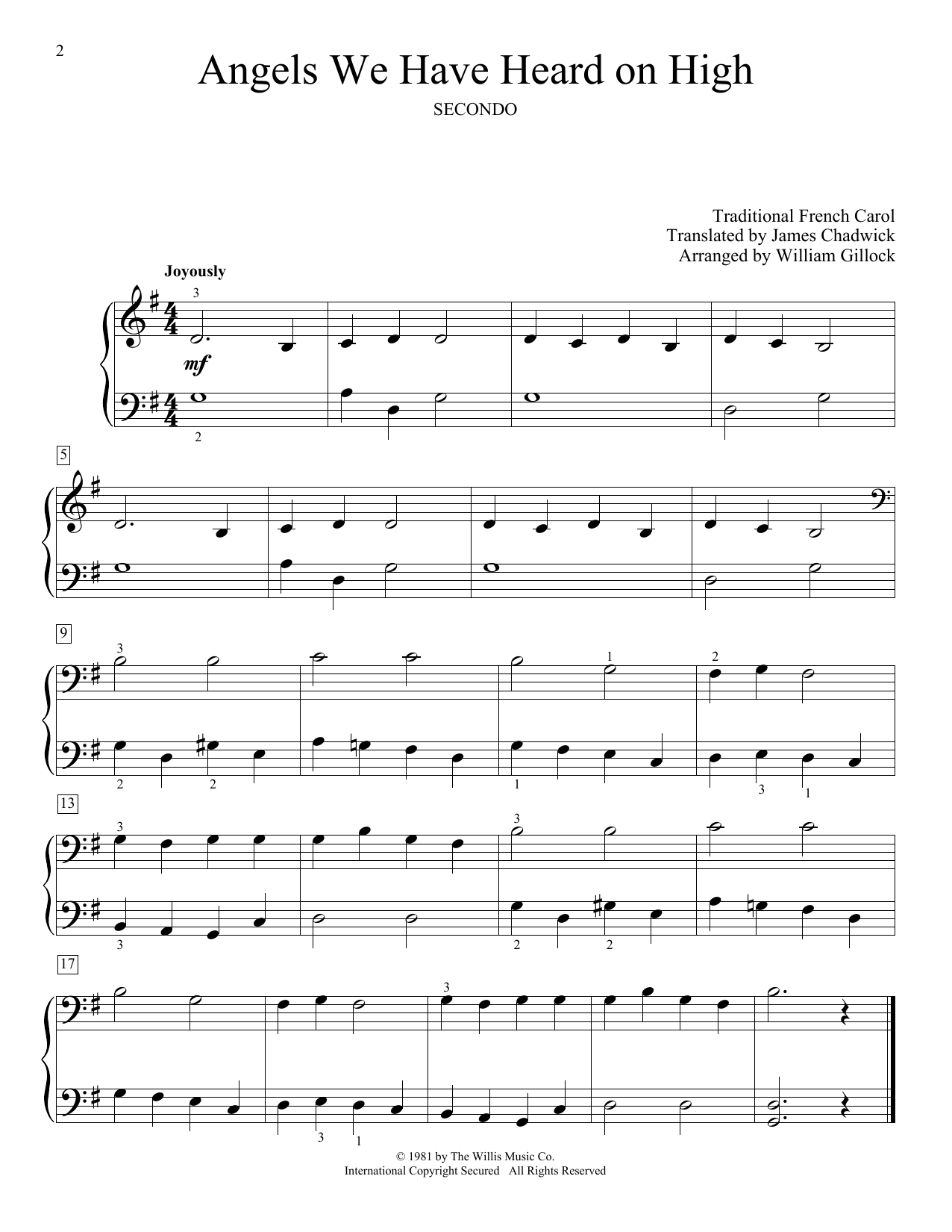 Download William Gillock Angels We Have Heard On High Sheet Music and learn how to play Piano Duet PDF digital score in minutes