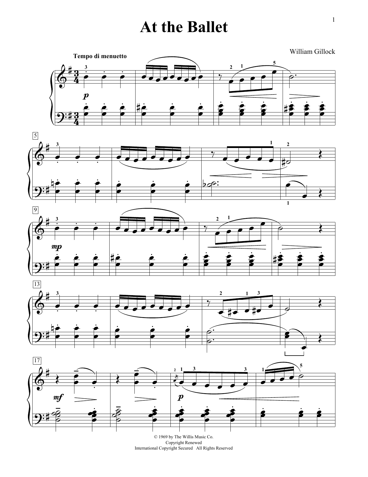 Download William Gillock At The Ballet Sheet Music and learn how to play Educational Piano PDF digital score in minutes