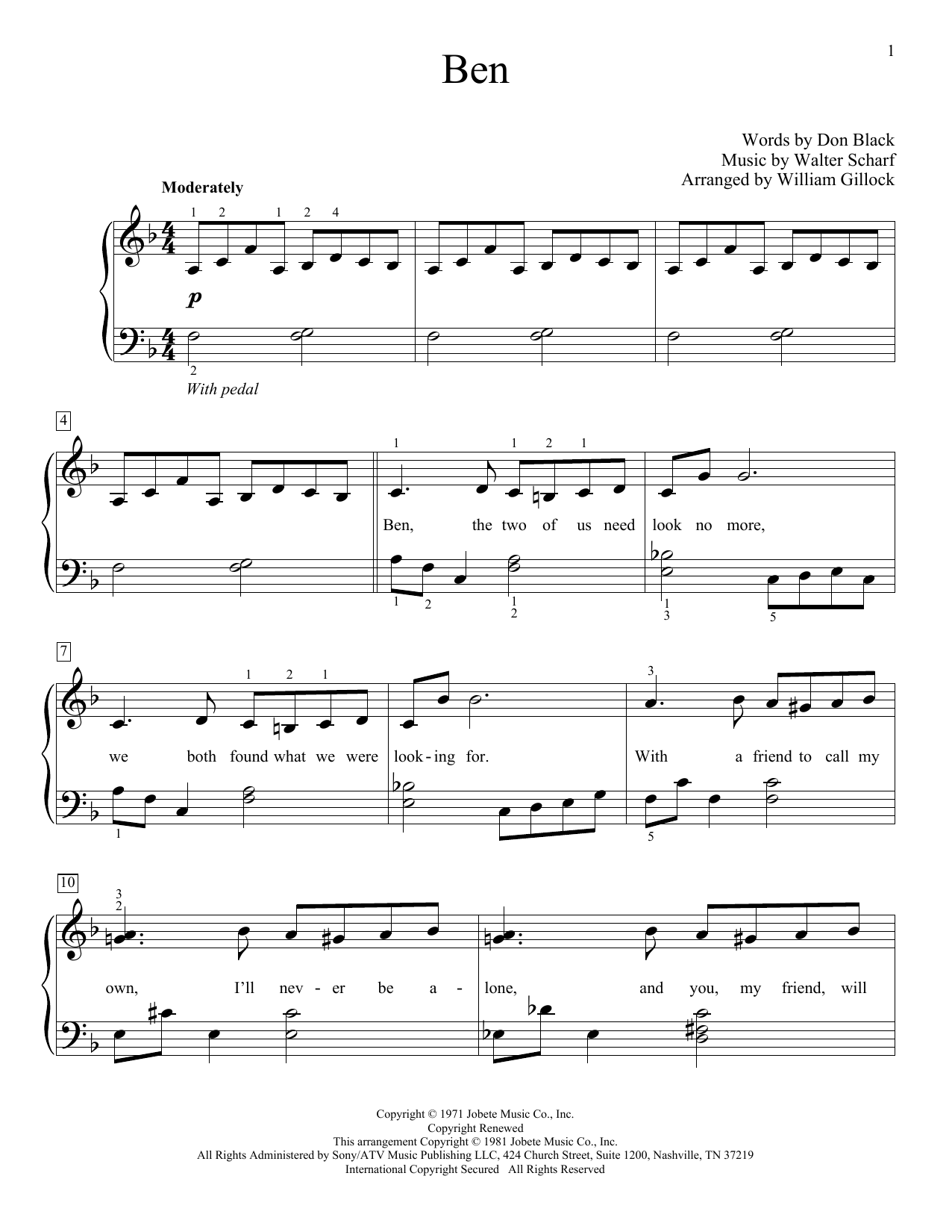 Download William Gillock Ben Sheet Music and learn how to play Educational Piano PDF digital score in minutes
