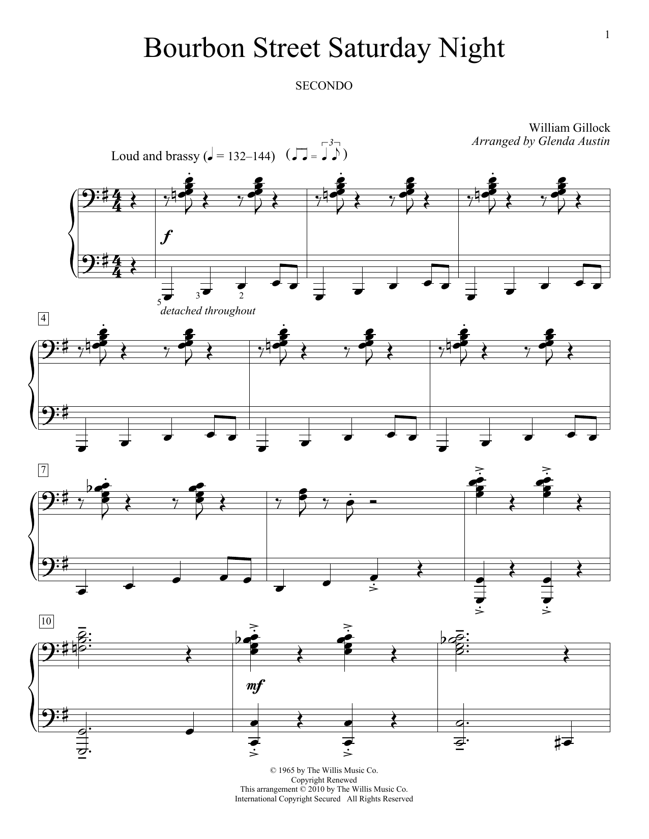Download William Gillock Bourbon Street Saturday Night Sheet Music and learn how to play Piano Duet PDF digital score in minutes