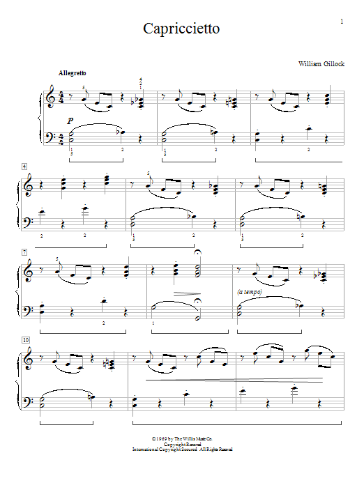 Download William Gillock Capriccietto Sheet Music and learn how to play Piano PDF digital score in minutes