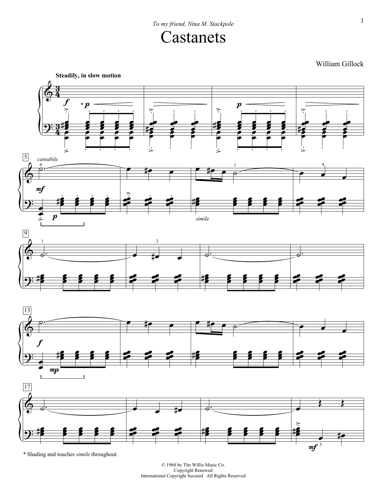 Download William Gillock Castanets Sheet Music and learn how to play Educational Piano PDF digital score in minutes
