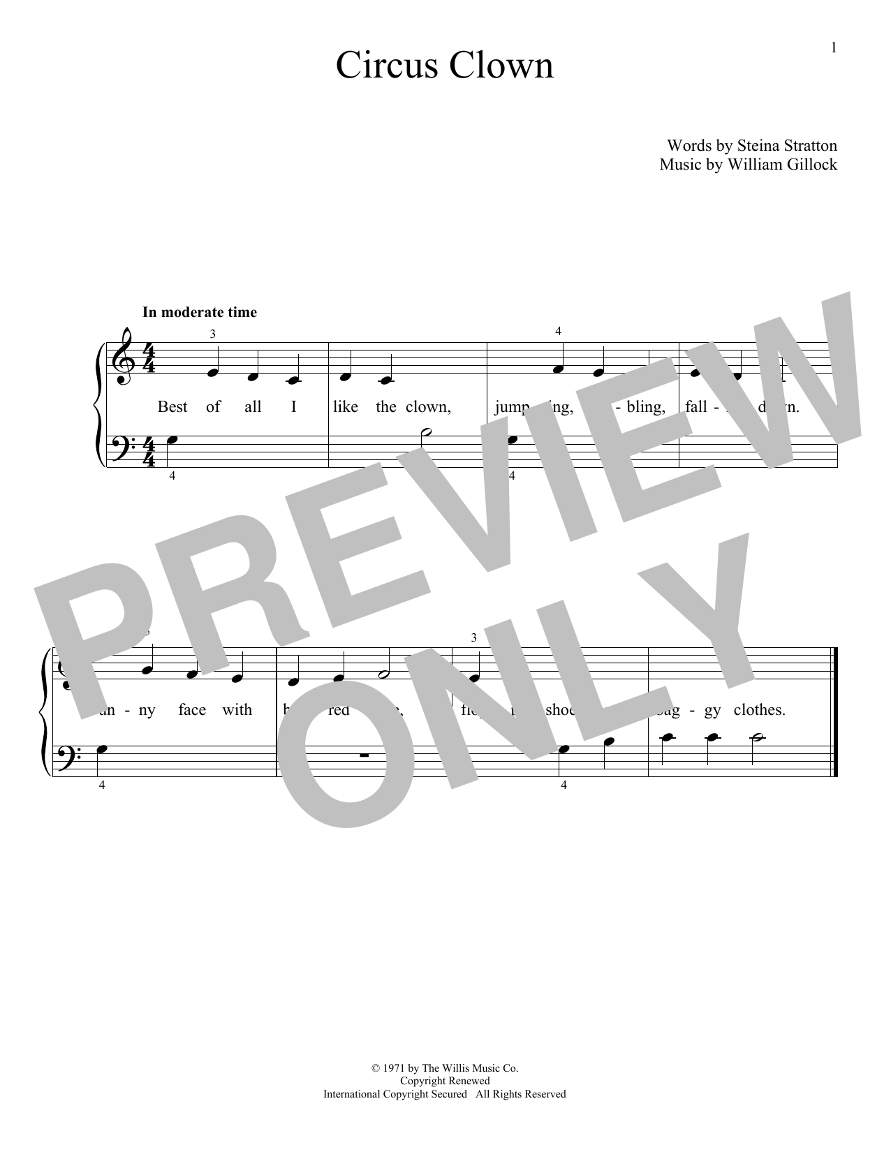 Download William Gillock Circus Clown Sheet Music and learn how to play Educational Piano PDF digital score in minutes