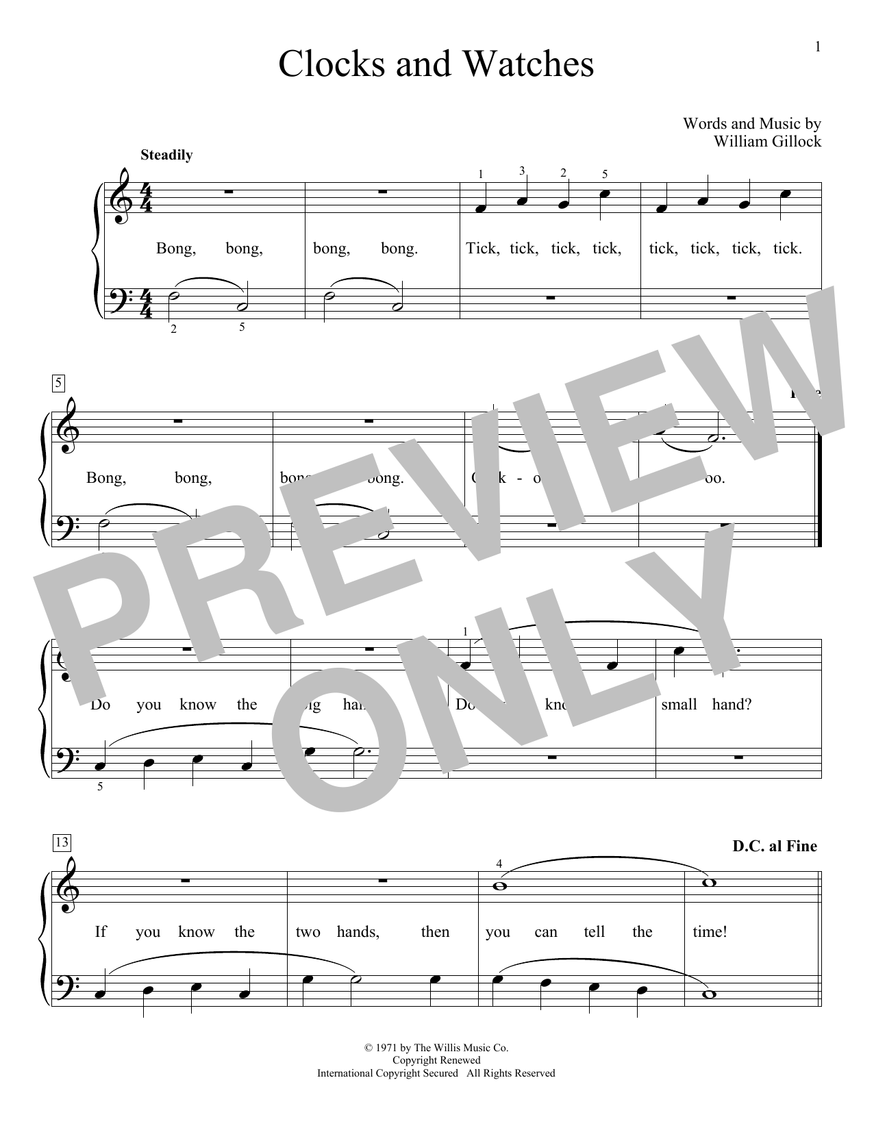 Download William Gillock Clocks And Watches Sheet Music and learn how to play Educational Piano PDF digital score in minutes