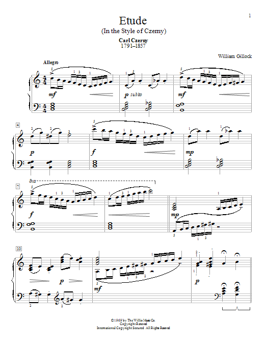 Download William Gillock Etude (In The Style Of Czerny) Sheet Music and learn how to play Piano PDF digital score in minutes