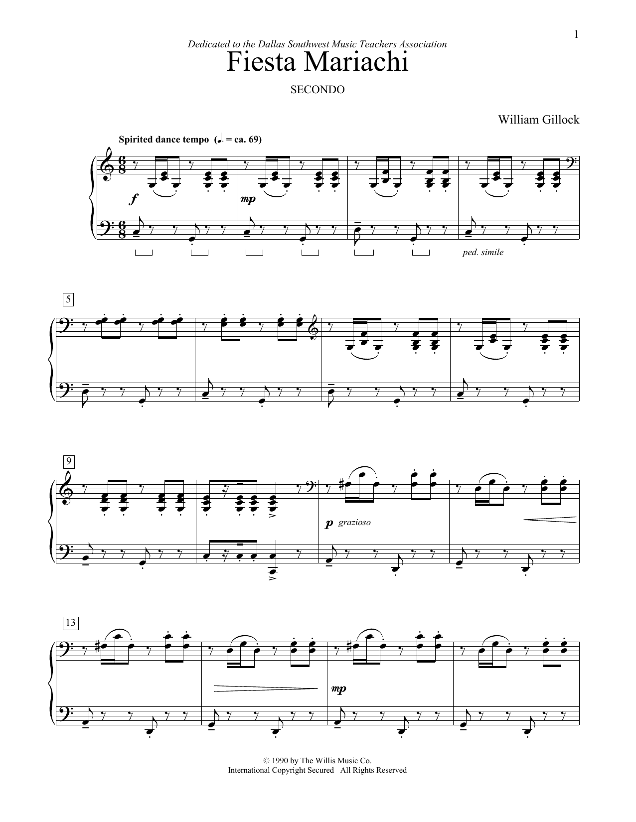 Download William Gillock Fiesta Mariachi Sheet Music and learn how to play Piano Duet PDF digital score in minutes