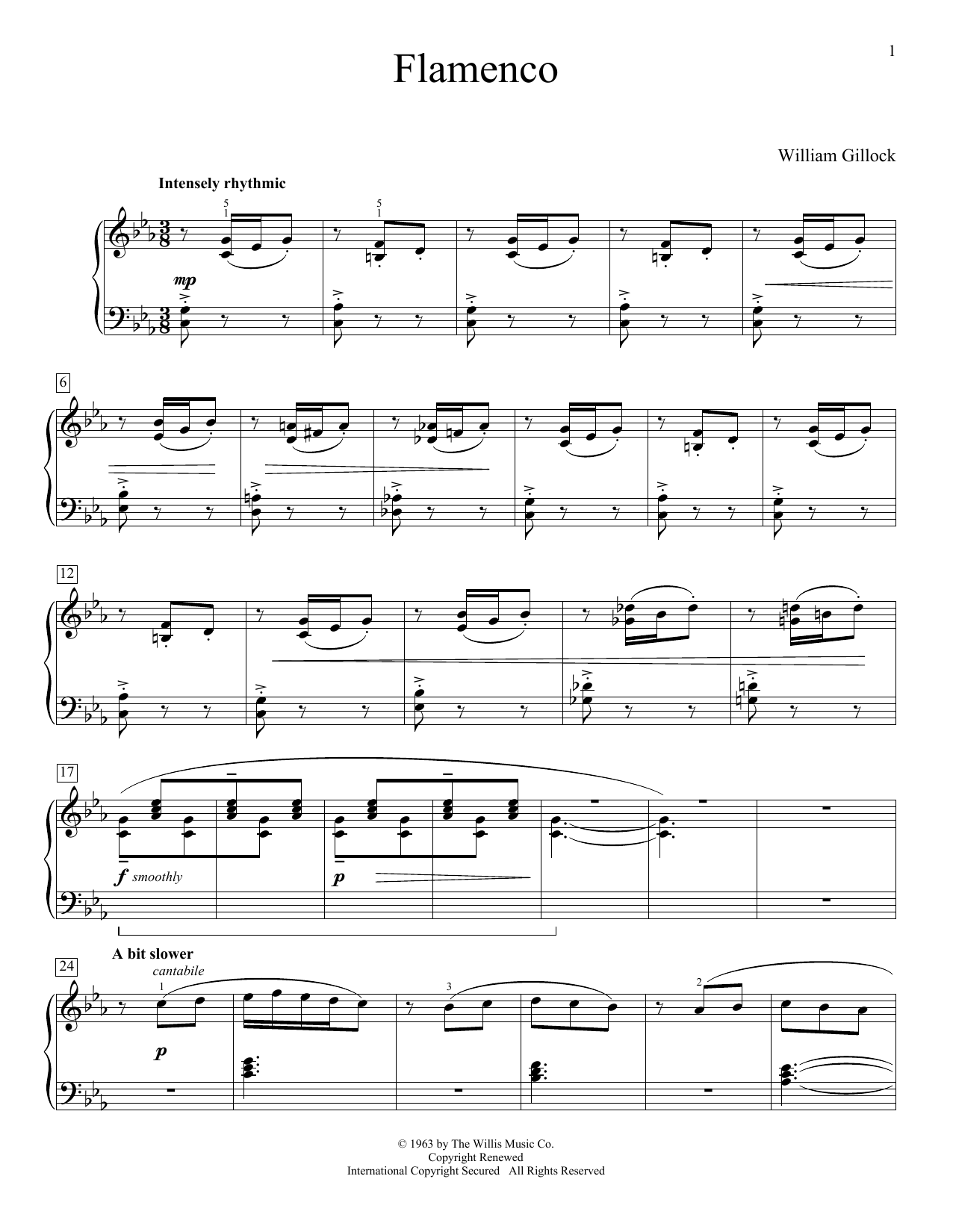 Download William Gillock Flamenco Sheet Music and learn how to play Educational Piano PDF digital score in minutes