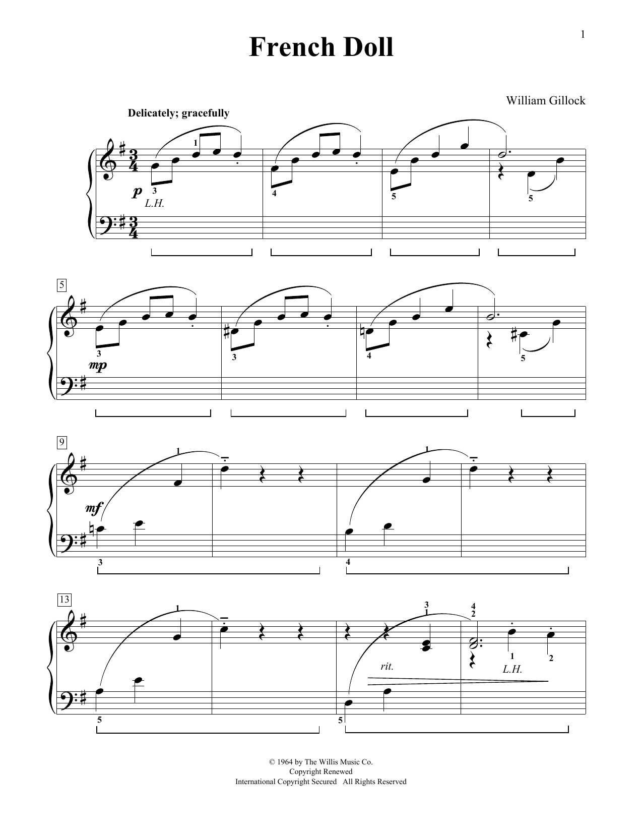 Download William Gillock French Doll Sheet Music and learn how to play Educational Piano PDF digital score in minutes