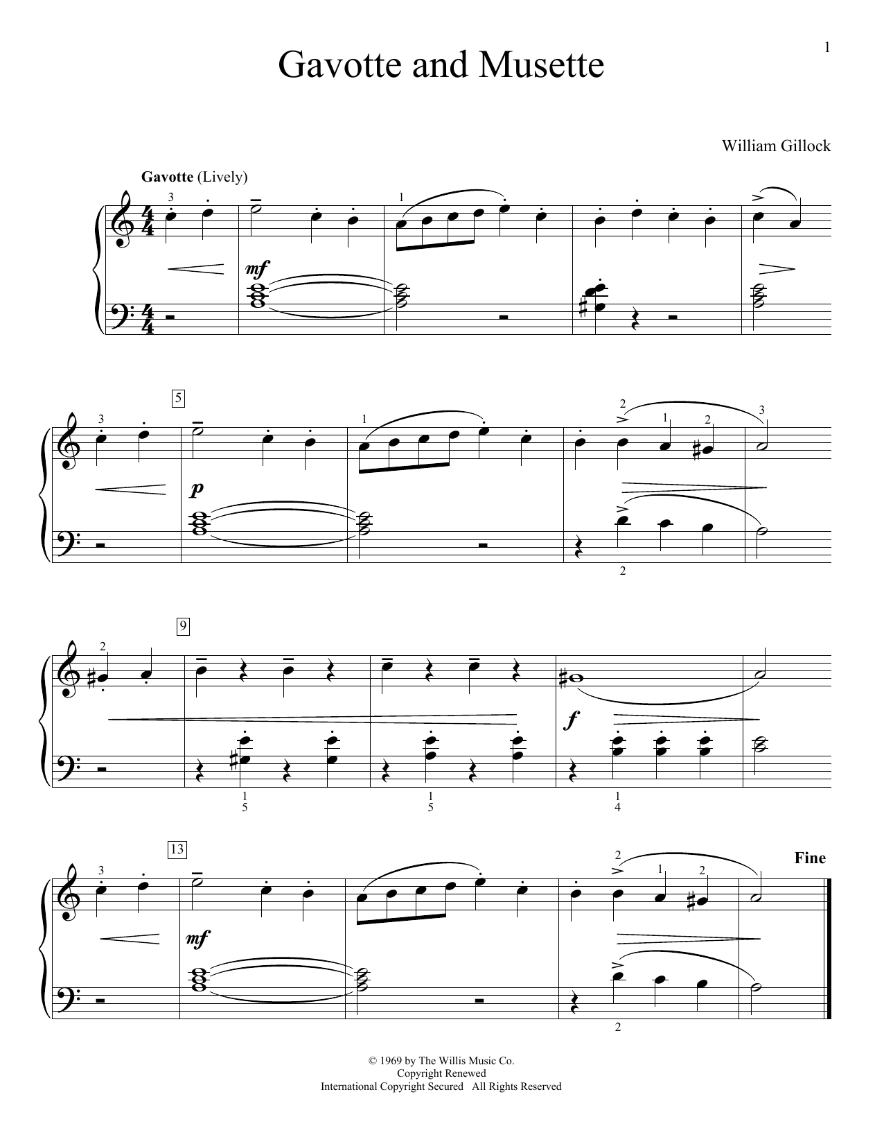 Download William Gillock Gavotte And Musette Sheet Music and learn how to play Educational Piano PDF digital score in minutes