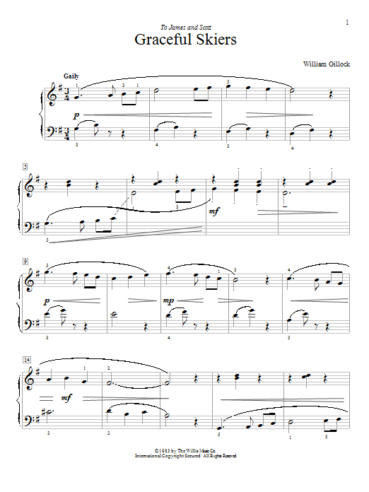 Download William Gillock Graceful Skiers Sheet Music and learn how to play Easy Piano PDF digital score in minutes