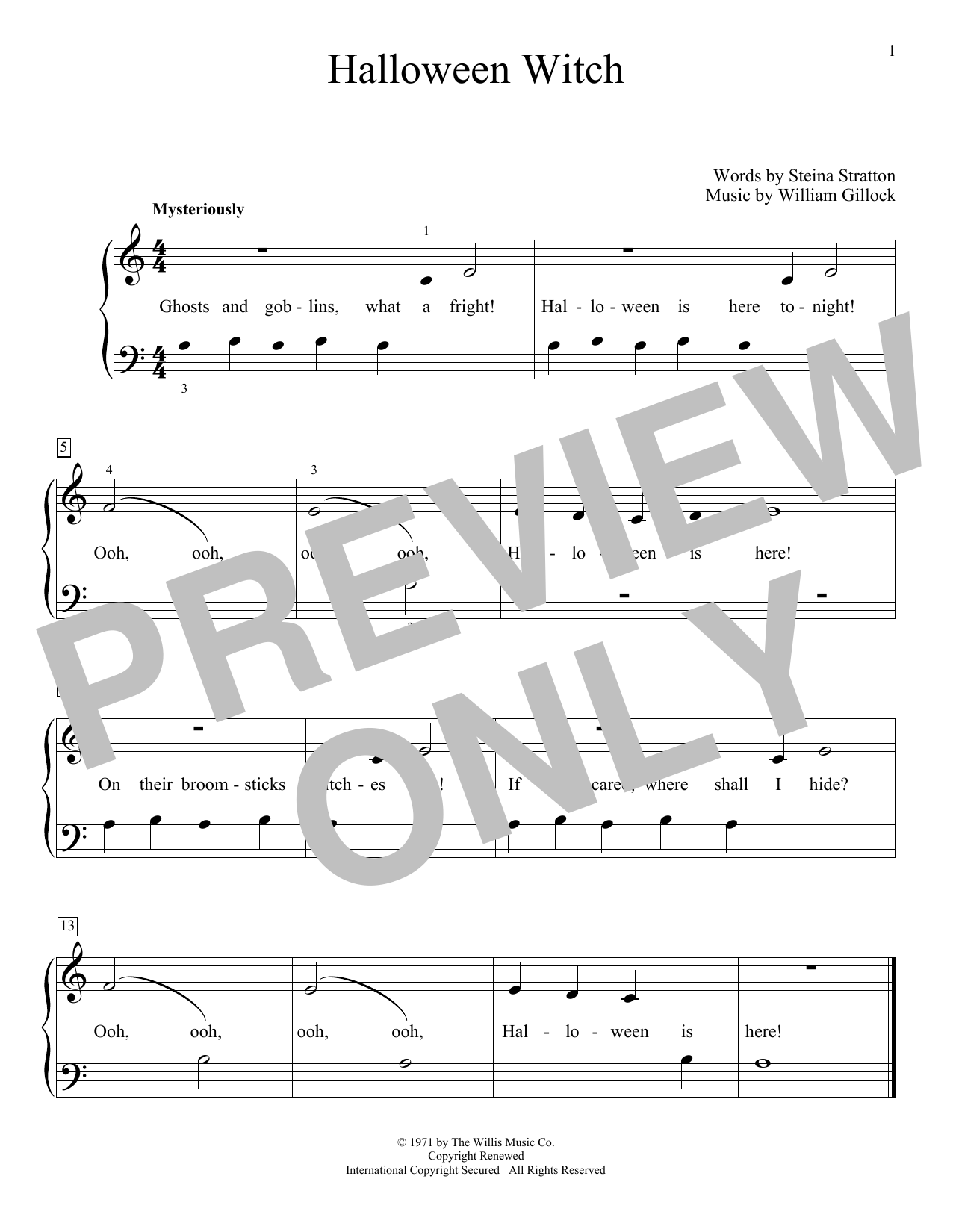 Download William Gillock Halloween Witch Sheet Music and learn how to play Educational Piano PDF digital score in minutes