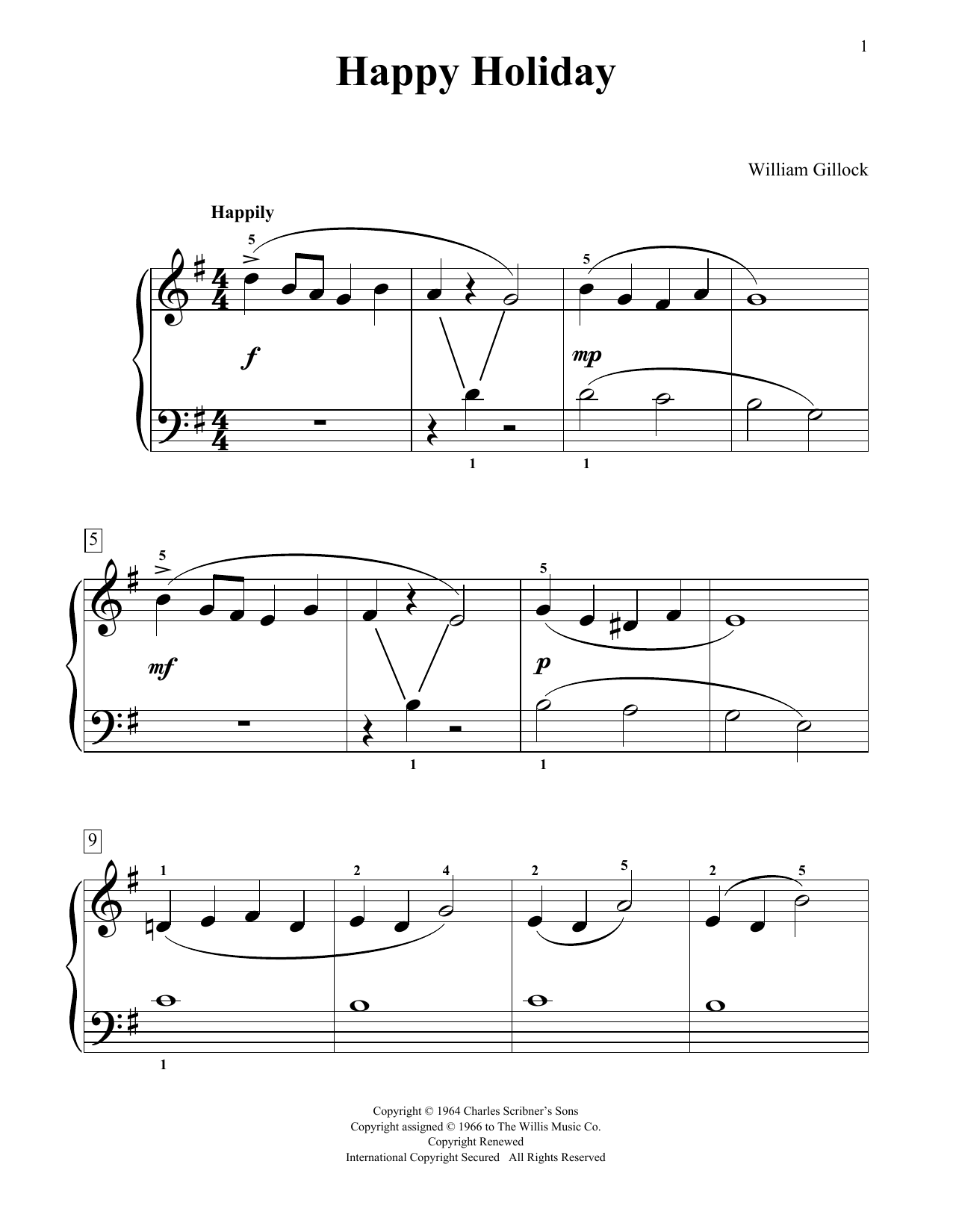 Download William Gillock Happy Holiday Sheet Music and learn how to play Educational Piano PDF digital score in minutes