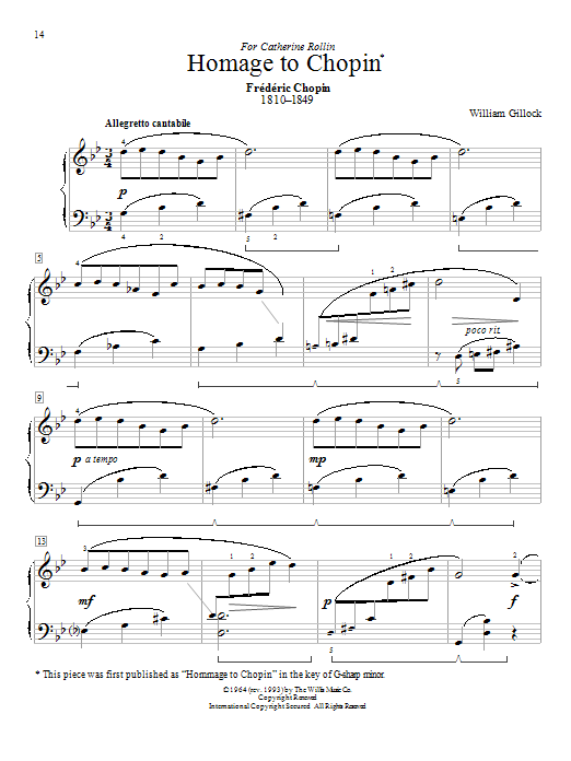 Download William Gillock Homage To Chopin Sheet Music and learn how to play Piano PDF digital score in minutes