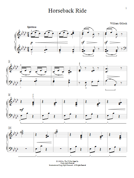 Download William Gillock Horseback Ride Sheet Music and learn how to play Easy Piano PDF digital score in minutes