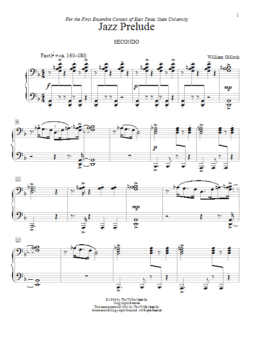 Download William Gillock Jazz Prelude Sheet Music and learn how to play Piano PDF digital score in minutes