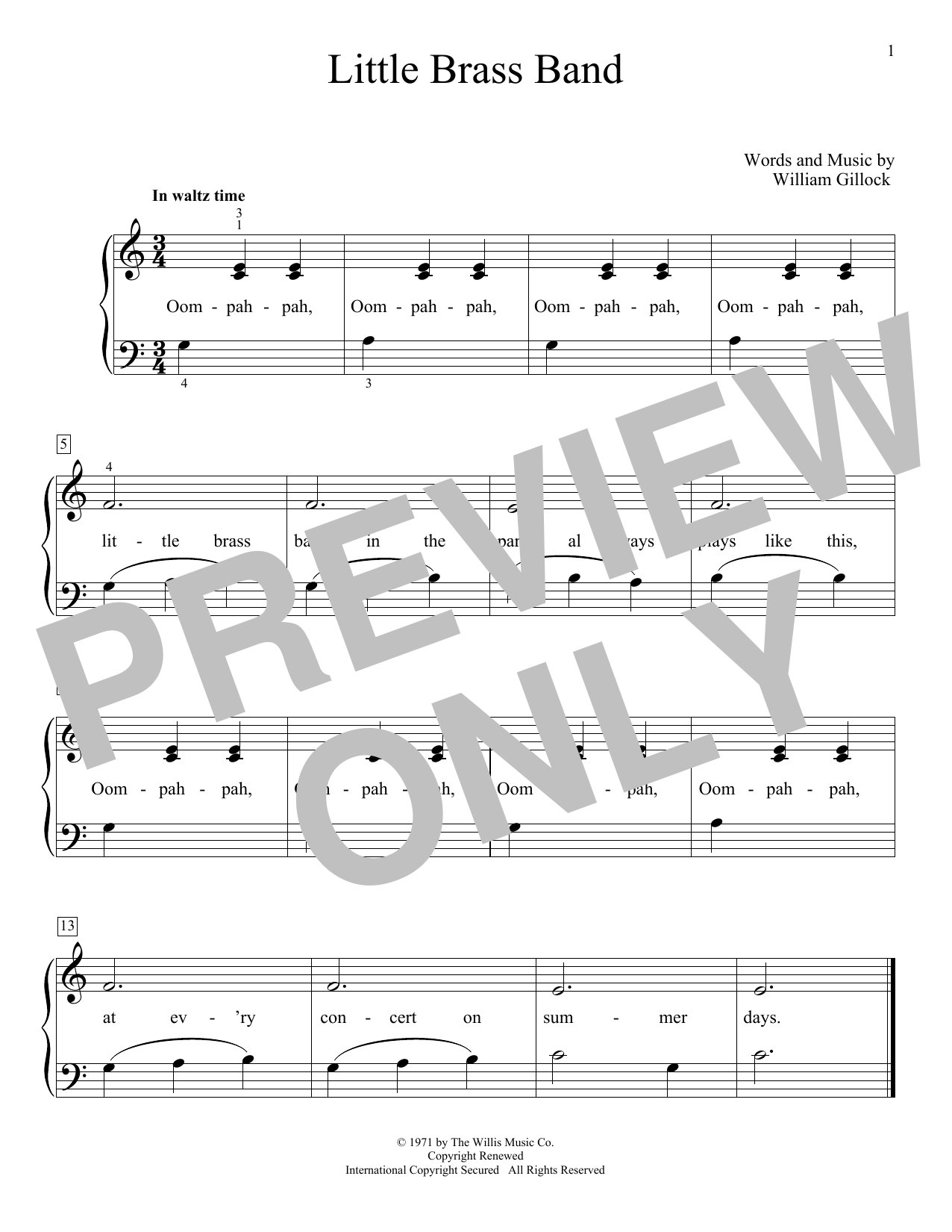 Download William Gillock Little Brass Band Sheet Music and learn how to play Educational Piano PDF digital score in minutes