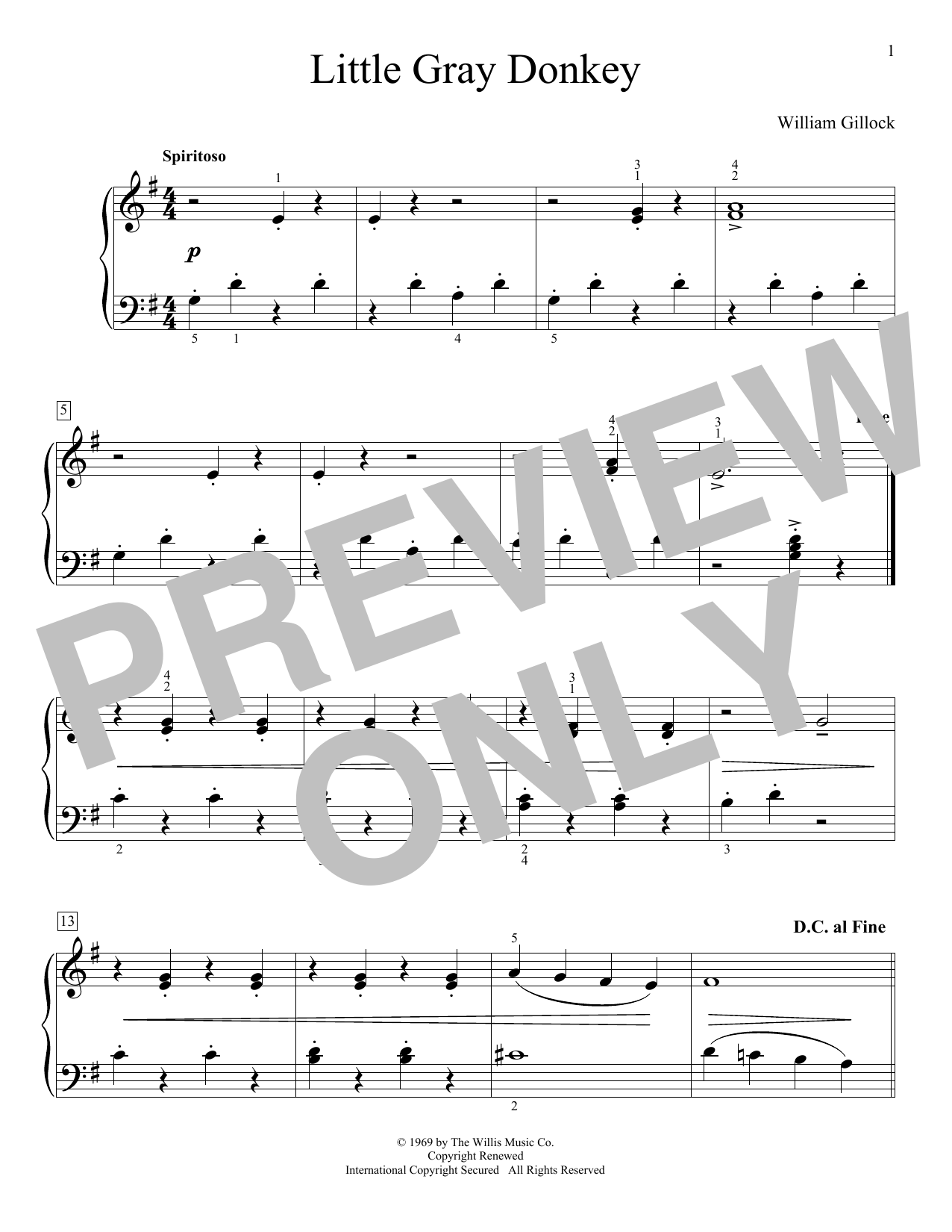 Download William Gillock Little Gray Donkey Sheet Music and learn how to play Educational Piano PDF digital score in minutes
