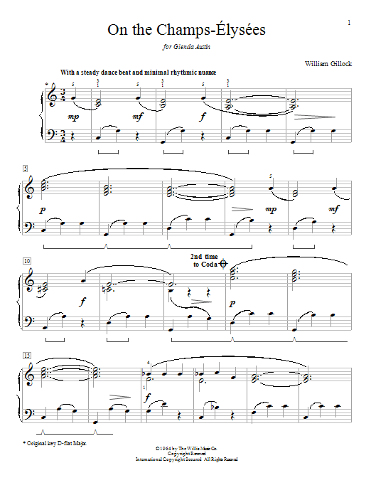 Download William Gillock On The Champs-Elysees Sheet Music and learn how to play Easy Piano PDF digital score in minutes