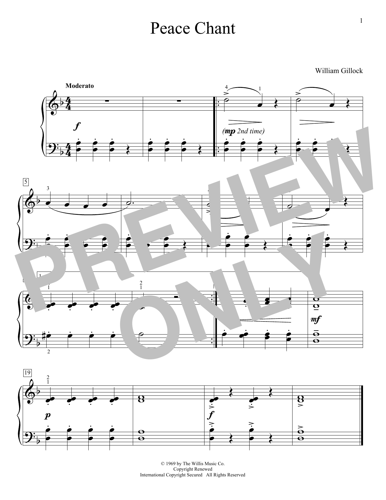 Download William Gillock Indian War Chant Sheet Music and learn how to play Educational Piano PDF digital score in minutes