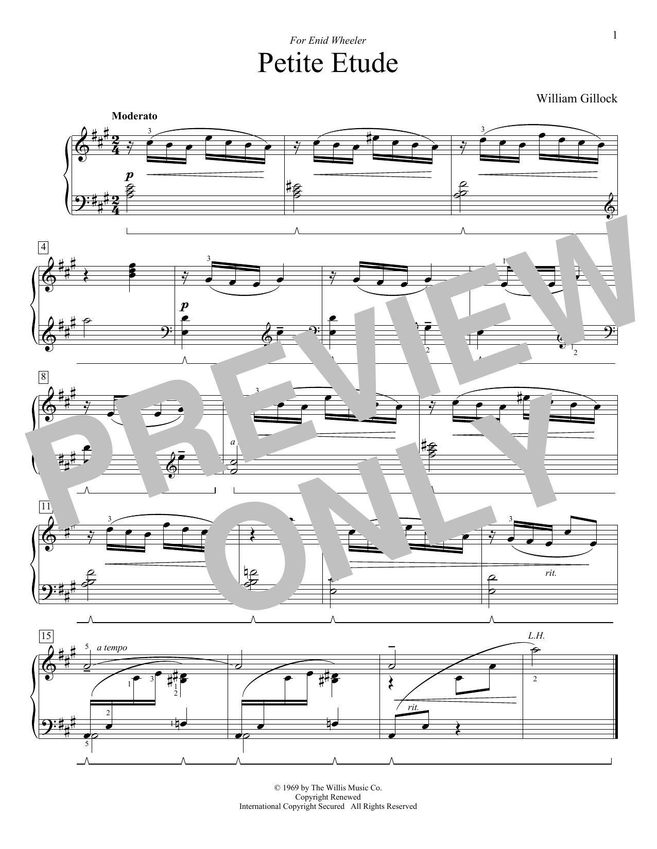 Download William Gillock Petite Etude Sheet Music and learn how to play Educational Piano PDF digital score in minutes