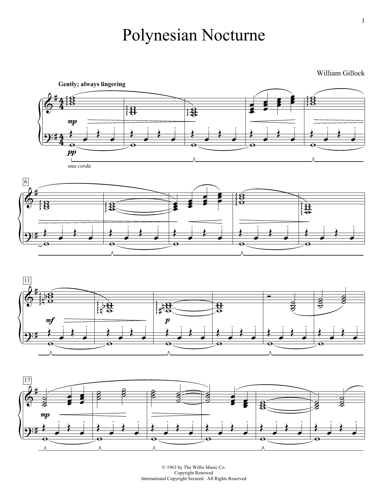 Download William Gillock Polynesian Nocturne Sheet Music and learn how to play Easy Piano PDF digital score in minutes