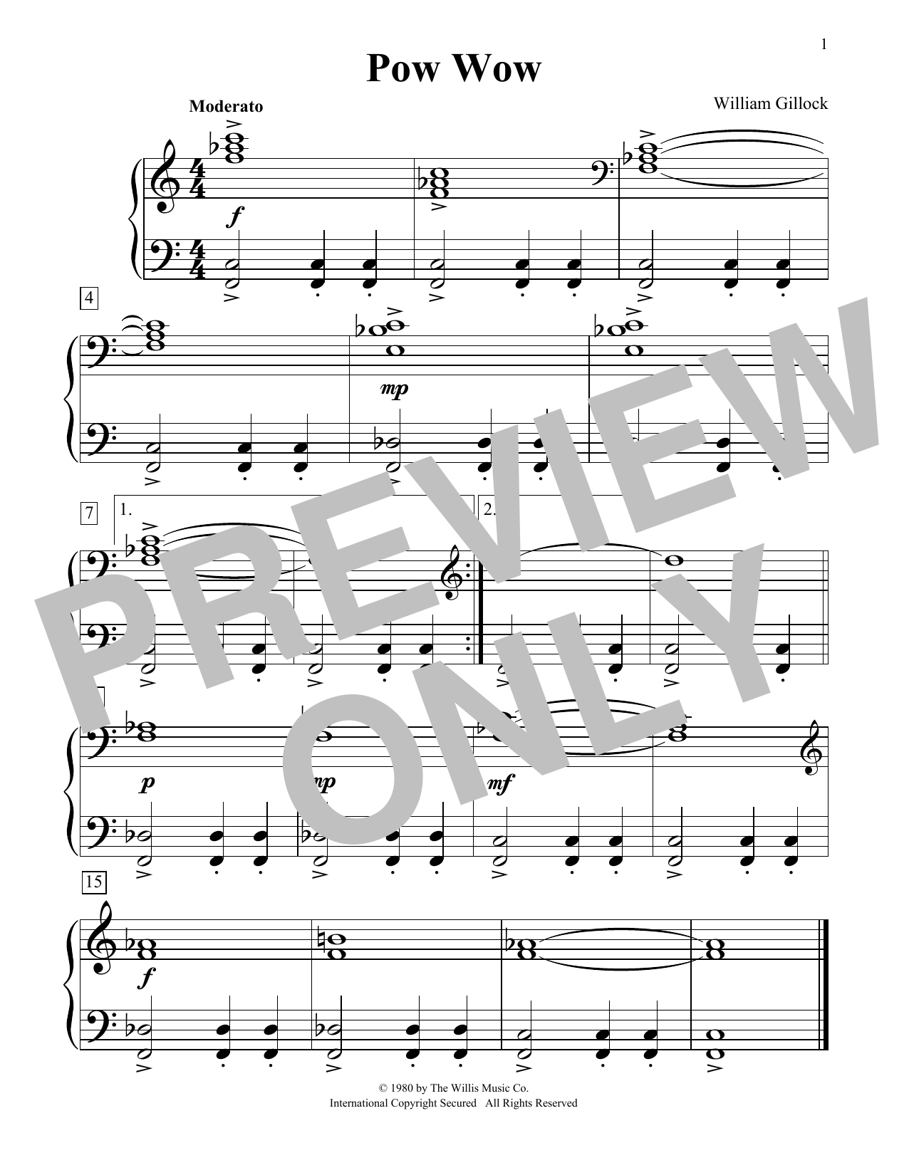 Download William Gillock Pow Wow Sheet Music and learn how to play Educational Piano PDF digital score in minutes