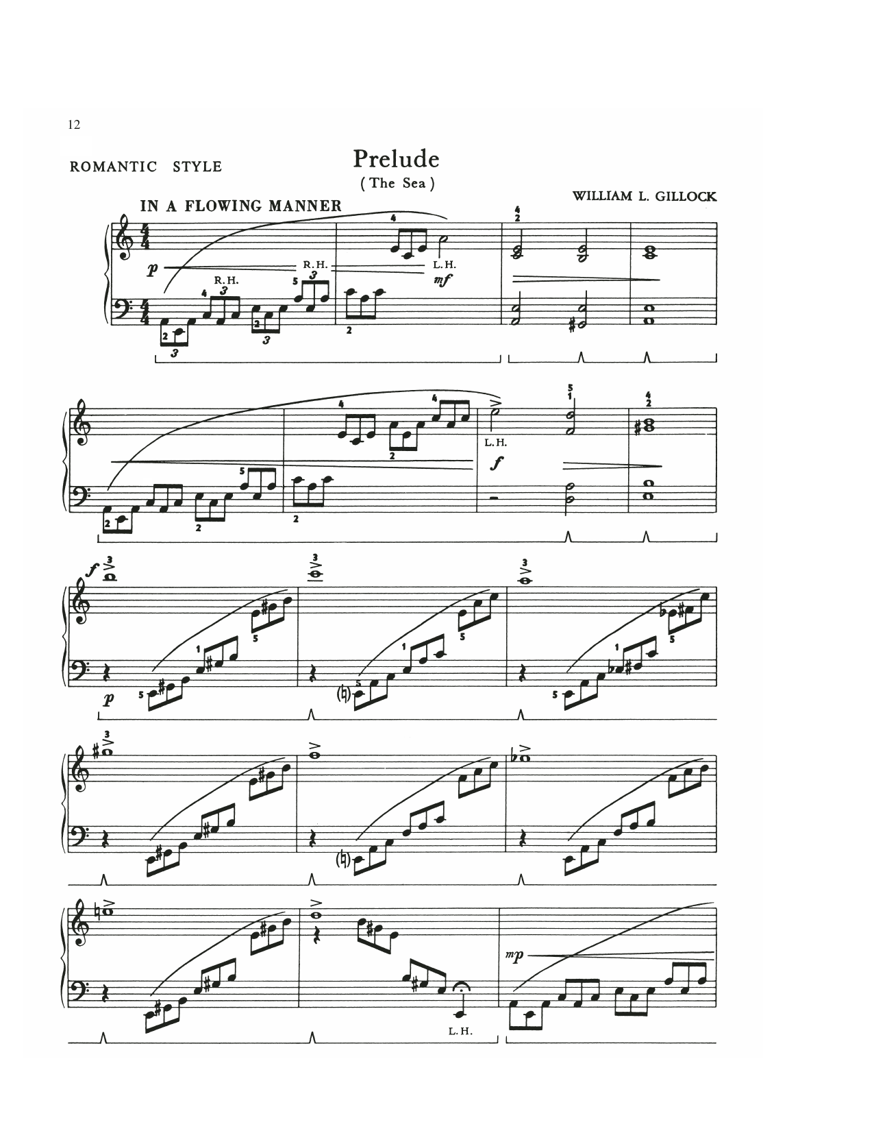 Download William Gillock Prelude (The Sea) Sheet Music and learn how to play Educational Piano PDF digital score in minutes