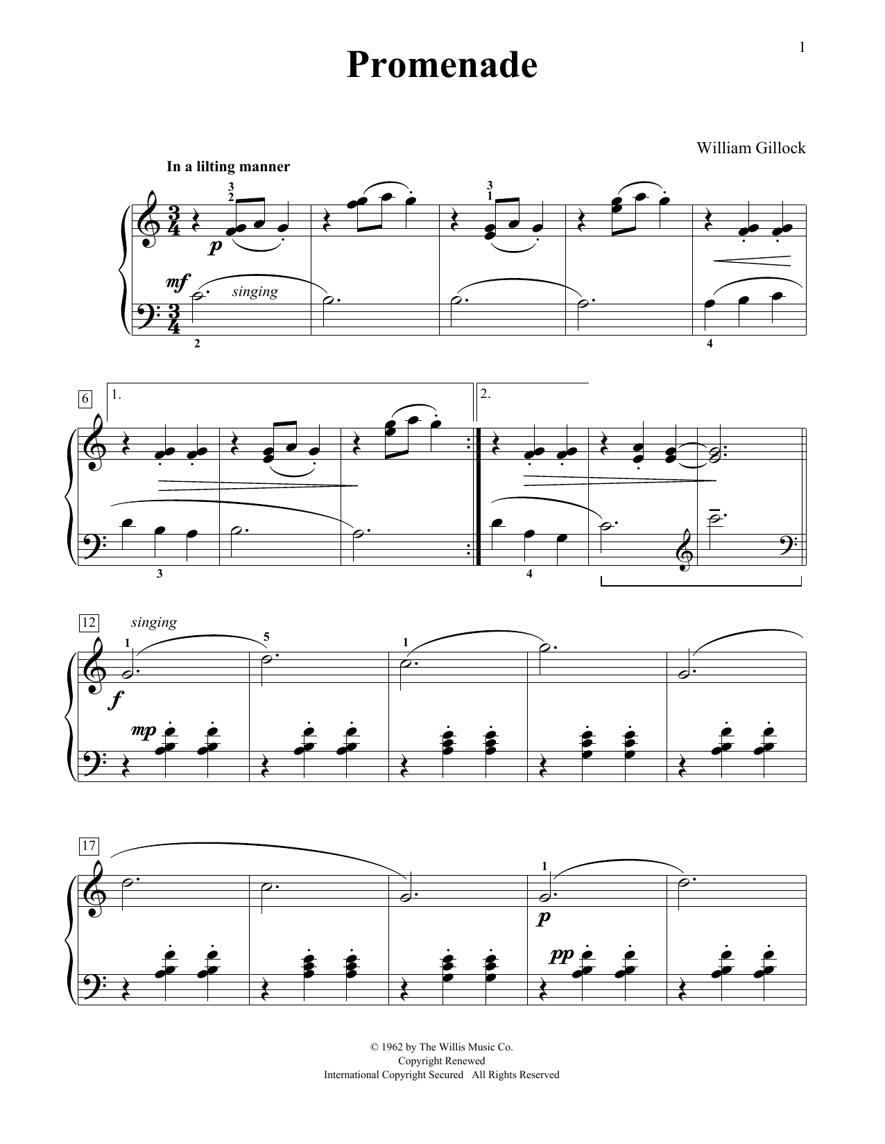 Download William Gillock Promenade Sheet Music and learn how to play Educational Piano PDF digital score in minutes
