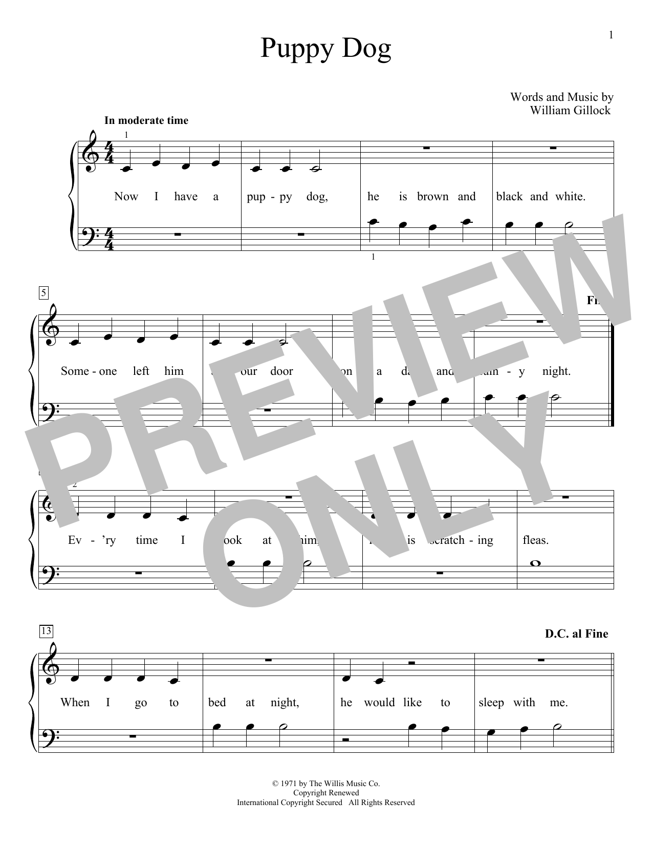 Download William Gillock Puppy Dog Sheet Music and learn how to play Educational Piano PDF digital score in minutes
