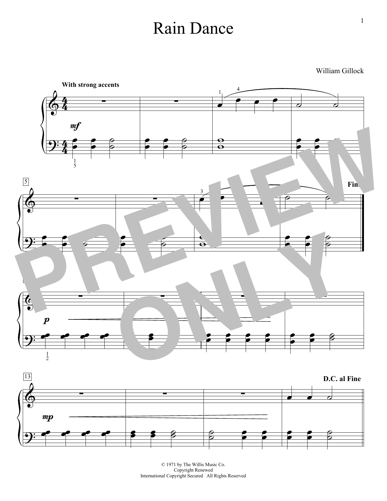 Download William Gillock Indian Rain Dance Sheet Music and learn how to play Educational Piano PDF digital score in minutes