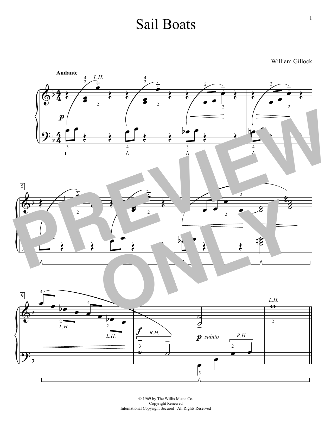 Download William Gillock Sail Boats Sheet Music and learn how to play Educational Piano PDF digital score in minutes