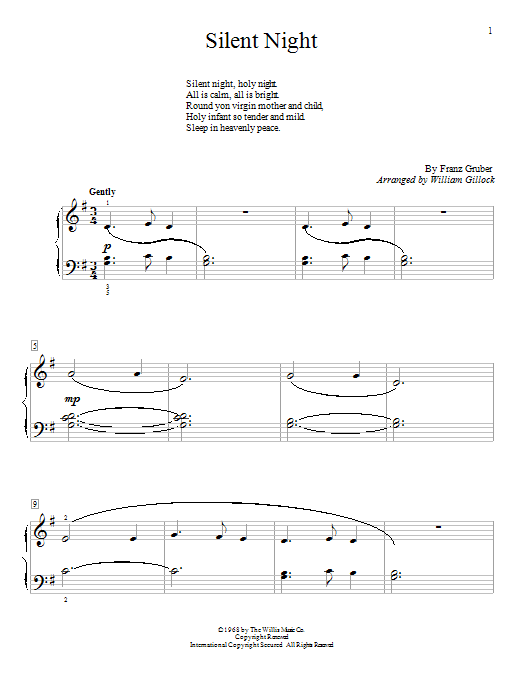 Download William Gillock Silent Night Sheet Music and learn how to play Piano PDF digital score in minutes