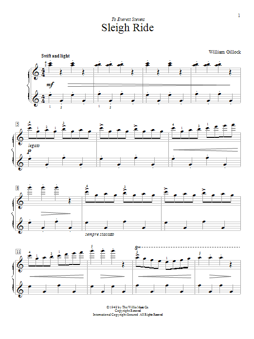 Download William Gillock Sleigh Ride Sheet Music and learn how to play Easy Piano PDF digital score in minutes