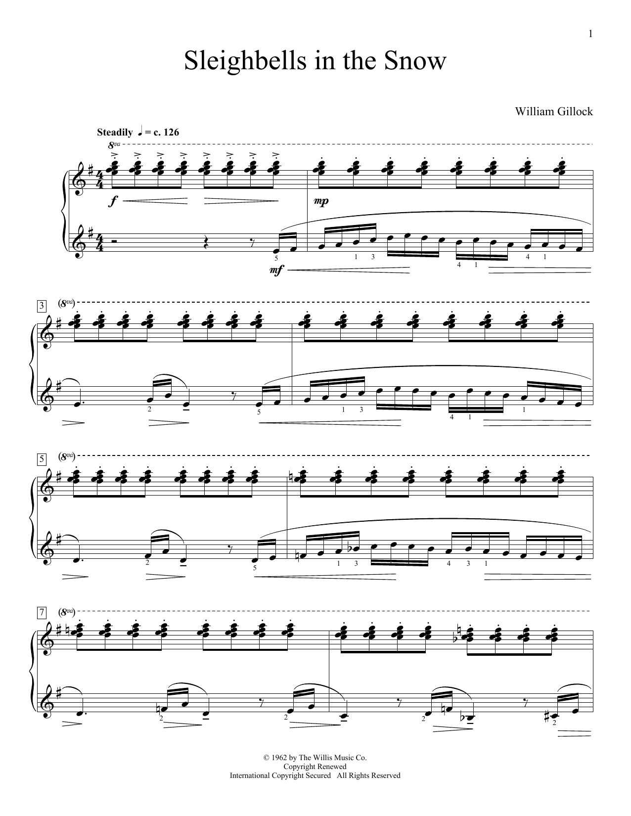 Download William Gillock Sleighbells In The Snow Sheet Music and learn how to play Educational Piano PDF digital score in minutes