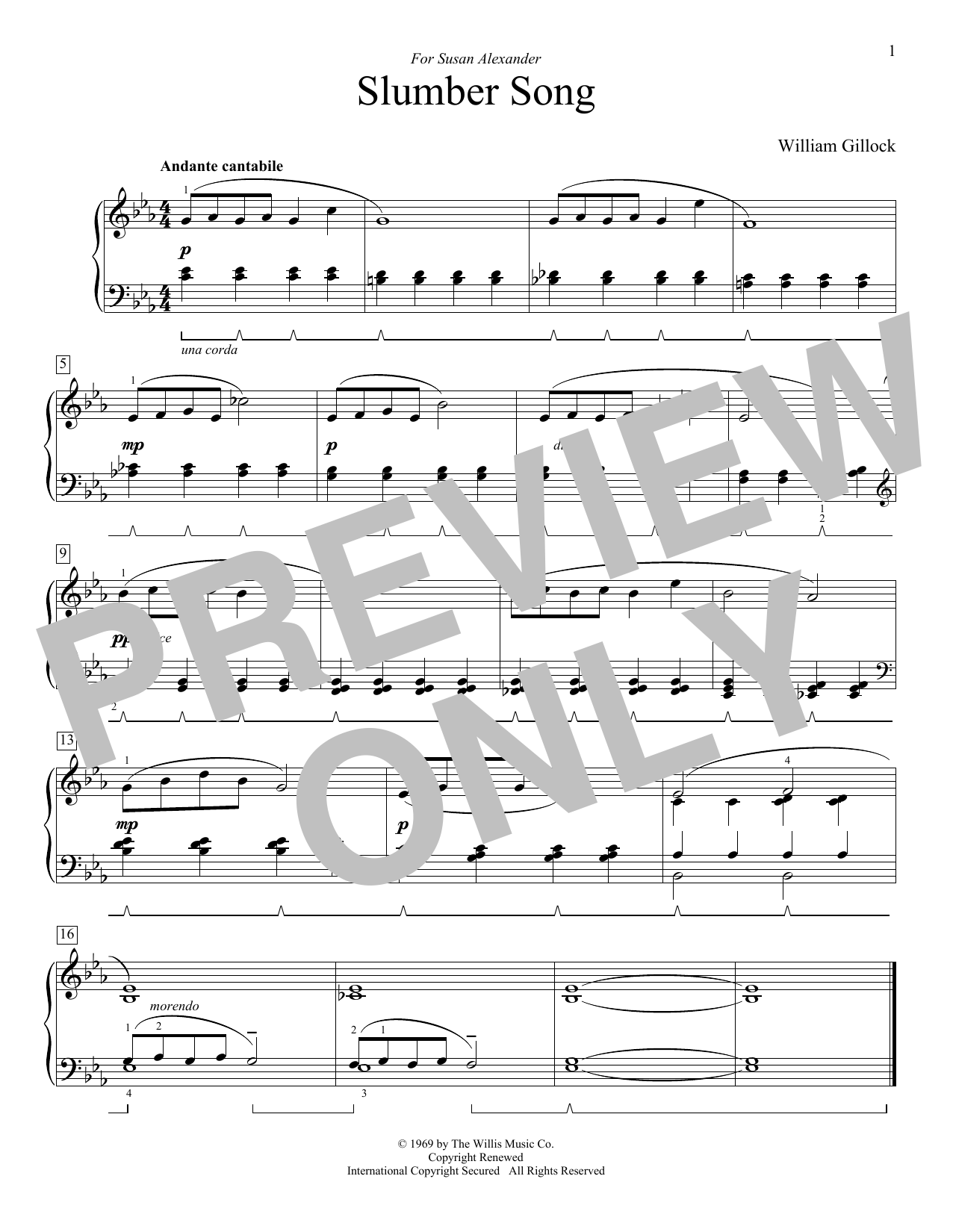 Download William Gillock Slumber Song Sheet Music and learn how to play Educational Piano PDF digital score in minutes