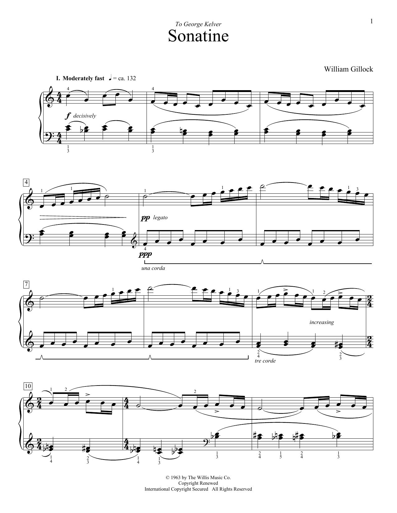 Download William Gillock Sonatine Sheet Music and learn how to play Easy Piano PDF digital score in minutes