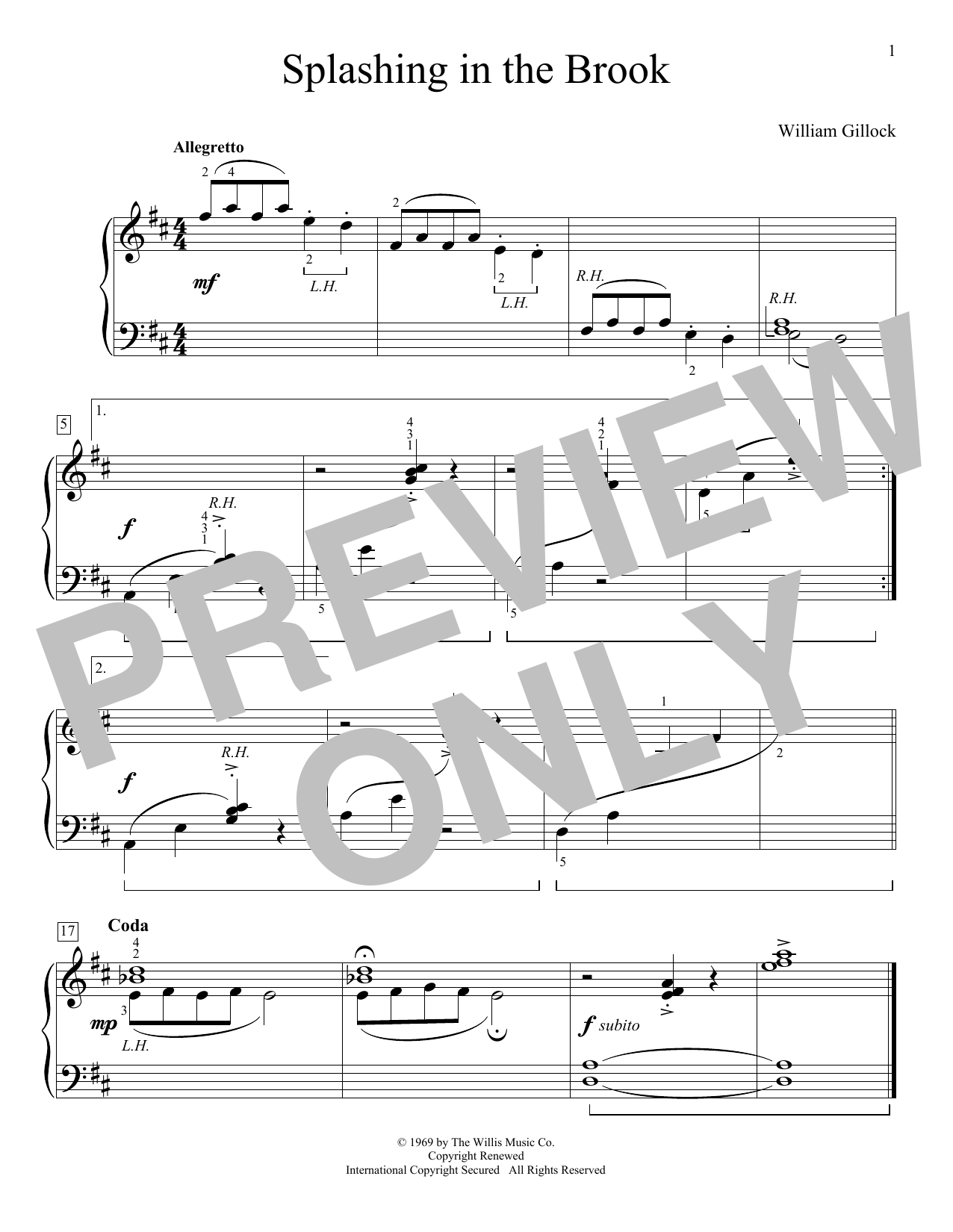 Download William Gillock Splashing In The Brook Sheet Music and learn how to play Educational Piano PDF digital score in minutes