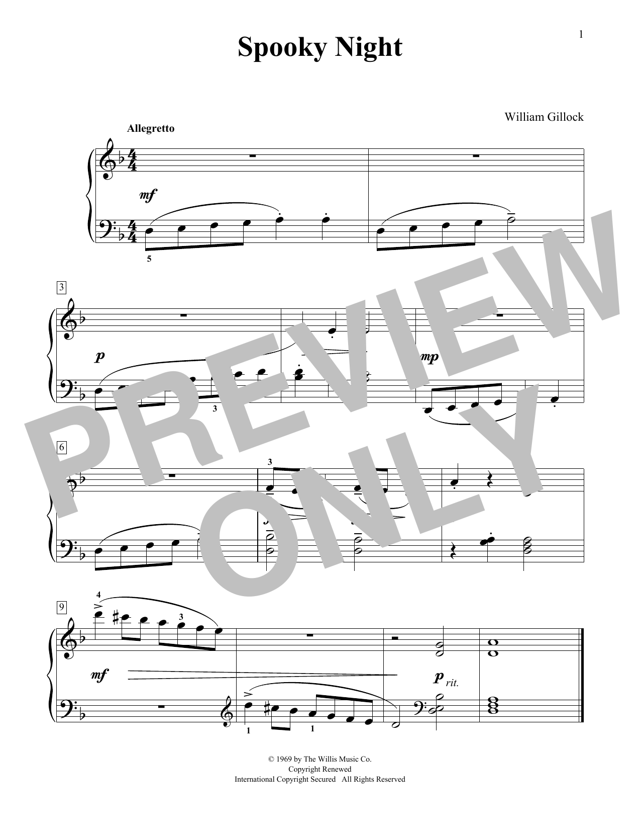 Download William Gillock Spooky Night Sheet Music and learn how to play Educational Piano PDF digital score in minutes