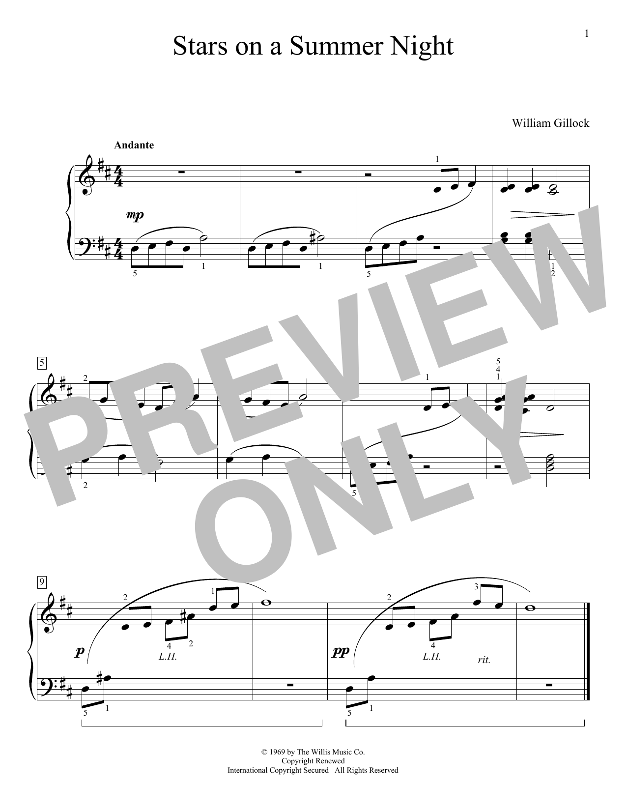 Download William Gillock Stars On A Summer Night Sheet Music and learn how to play Educational Piano PDF digital score in minutes