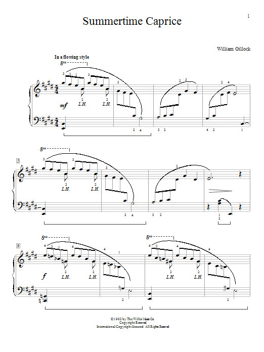 Download William Gillock Summertime Caprice Sheet Music and learn how to play Easy Piano PDF digital score in minutes