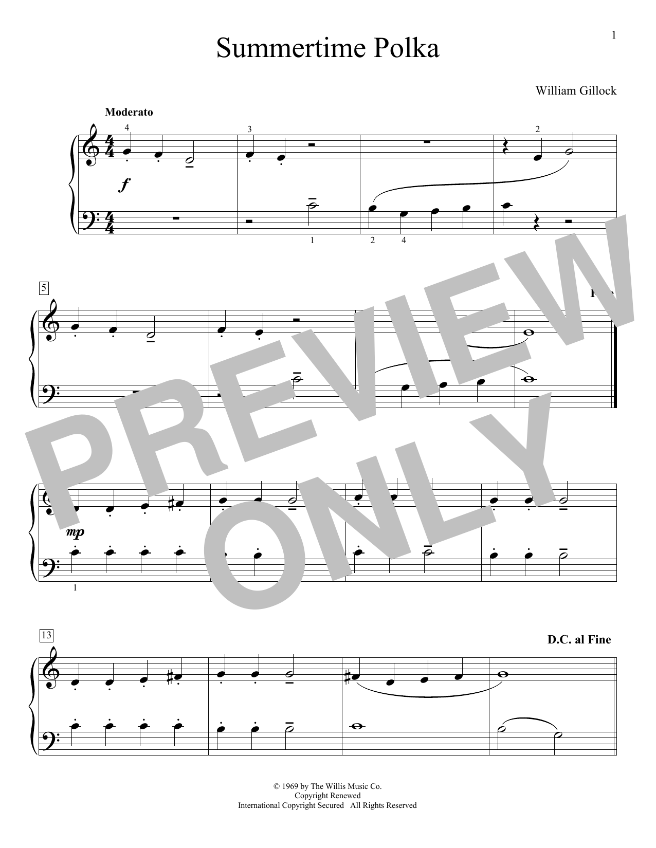 Download William Gillock Summertime Polka Sheet Music and learn how to play Educational Piano PDF digital score in minutes