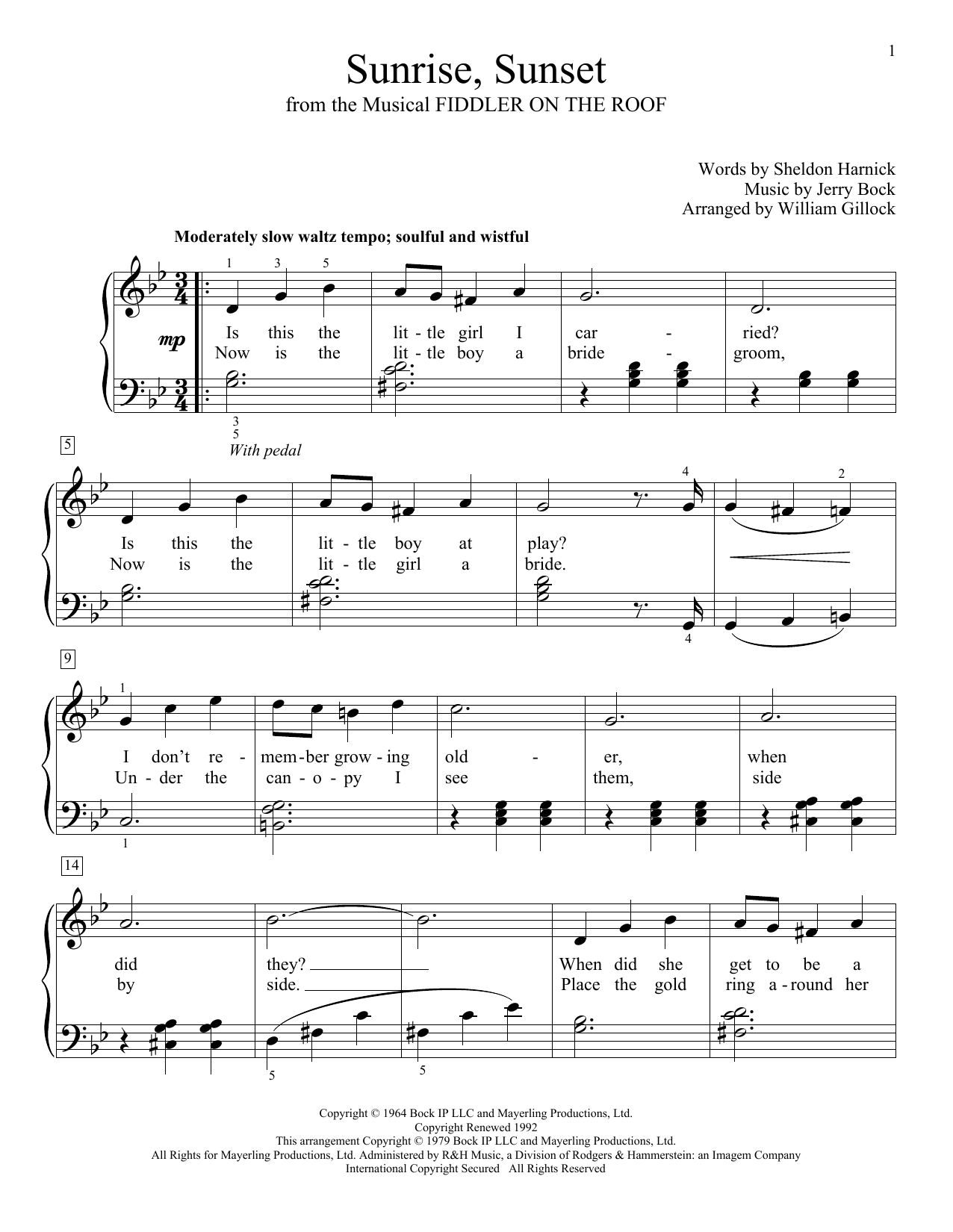 Download William Gillock Sunrise, Sunset Sheet Music and learn how to play Educational Piano PDF digital score in minutes